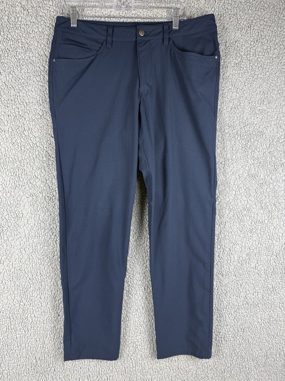Lululemon ABC Classic-Fit Trouser Size 32 Warpstreme Mid Rise Navy Blue LM5ADES